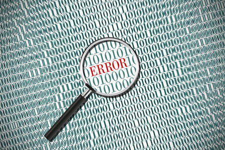 Binary code with text error. Programming concept in detail.の写真素材