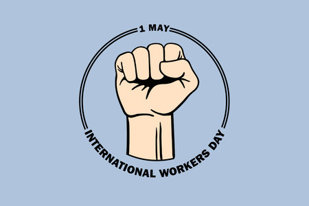 May first International Workers Day. International Workers Day with creative illustration on white background close up.の写真素材