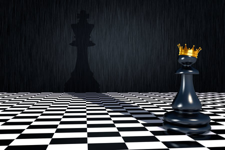 3D chess piece pawn in the crown close up.の写真素材