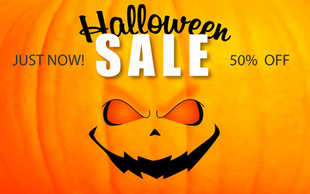 halloween sale banner layout design close up. vector illustrationのイラスト素材