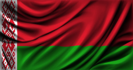 Belarus flag fluttering close up. Vector illustration.のイラスト素材