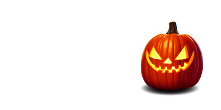 Halloween pumpkin decorations on a white background close up.のイラスト素材
