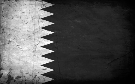 Black and white flag of Qatar. Old worn flag close up. Vector illustration.のイラスト素材