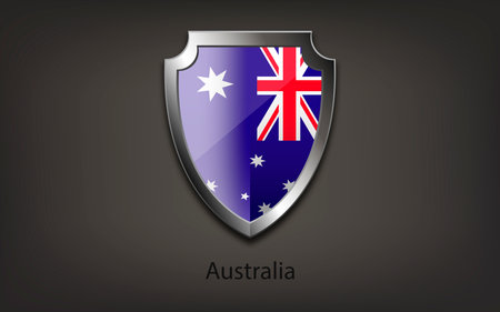 Metal shield with flag of Australia. Vector illustration.のイラスト素材