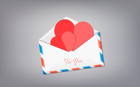 Valentine's Day vector background with a love letter and hearts. Vector illustrationのイラスト素材