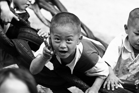 CHIANGMAI, THAILAND - January 7, 2013 : Unidentified tribal children who live in  north of Thailand want education opportunity.のeditorial素材