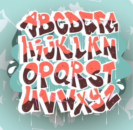 Hip Hop Original Graffiti Font Vectorのイラスト素材