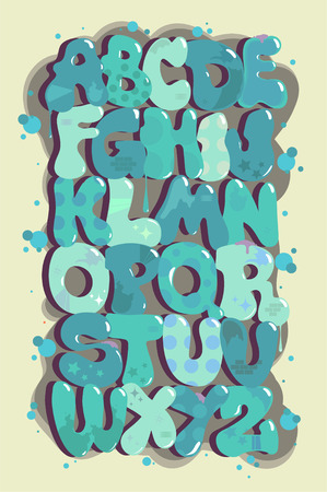 Graffiti alphabet, font vector, paint flows down the lettersのイラスト素材