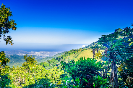 View to mountain landscape and Santa Marta from Minca in Colombiaの写真素材