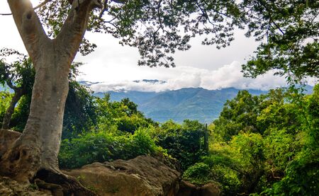 View on mountain landscape by Barichara in Colombiaの写真素材