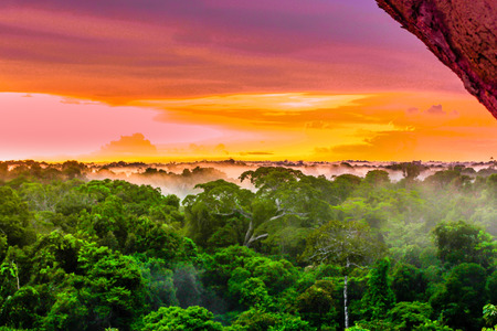 View onpPurple sunset over rainforest by Leticia in Colombiaの写真素材