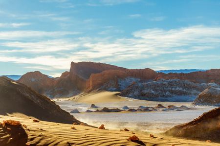 View on desert of Moon Valley by San Pedro de Atacama in Chileの写真素材
