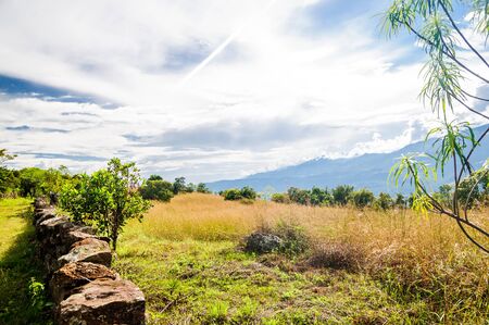 View on landscape of the Andes on Camino real by Baricharaの写真素材