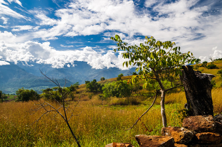 View on landscape of the Andes on Camino real by Baricharaの写真素材