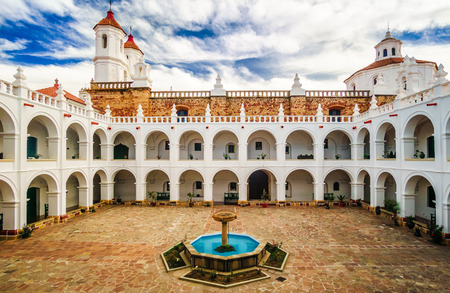 View on courtyard of San Felipe de Neri monastery in Sucreの写真素材