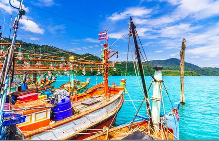 View on fishing boats on Koh kood island - Thailandの写真素材