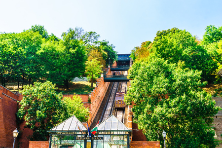 View on Funicular to Buda castle - Hungaryの写真素材