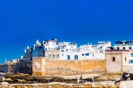 View on historical buildings of old city in Essaouira - Moroccoの写真素材