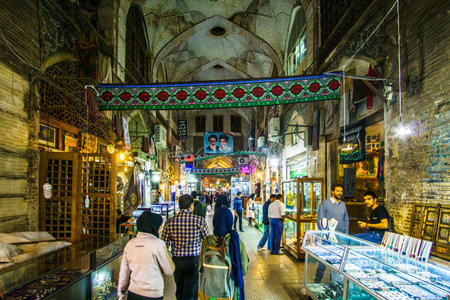 Isfahan, Iran on 31th October 2016: View on People looking onr local products in the Souk of the old...