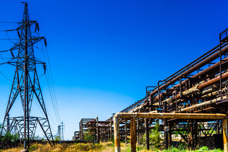 Ruins of old factorys in the city of Yerewan, Armeniaの写真素材