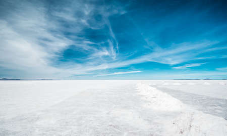 View of the amazing Salar de Uyuni Salt Flats in Bolivia. High quality photoの写真素材