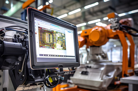 Futuristic Efficient smart Automation robot revolution production replace human AI-power learning tech dynamic Intelligent robot manufacturing industry technology concept generator AI illustration.の素材