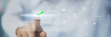 Insurance management business and Industry with online digital technology concept Businessman...