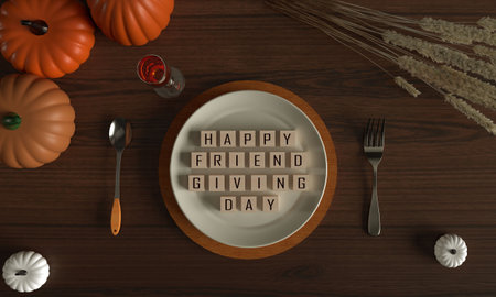 Table desk wooden background wallpaper plate knife spoon pumpkin menu coffee design dinner lunch cafe day symbol thank giving gift love happy friend giving  holiday season greeting family motherの写真素材