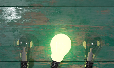 Lamp light bulb green blue color background wallpaper copy space energy power technology electric...