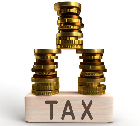 Coin golden yellow color cube block wooden tax font text symbol business 15 17 day april money wealth financial calendar deadline time government reminder refund accounting income payment currencyの写真素材