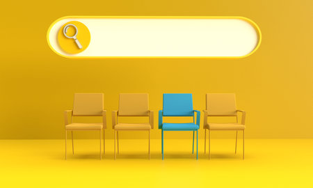 Chair yellow orange golden color blue difference object symbol decoration business human resource...