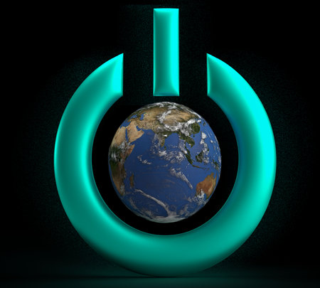<p>Button push control swift blue green gradient earth world planet global ball map circle sphere symbol&nbsp;save earth hour technology click natural environment energy power touchscreen pollution.3d render</p>の写真素材