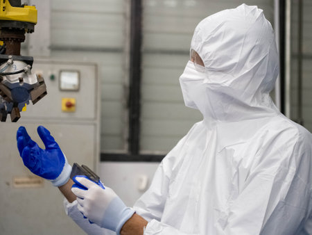 doctor scientist researcher developer person people discovery technology technician equipment machine test science engineer robot arm ai examining analyzing expertise innovation exの写真素材