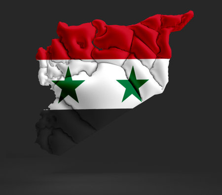 syria map star green red white black color symbol geography background asia politics national earth world contour city travel syria flag map arabia middle east syrian muslim territの写真素材