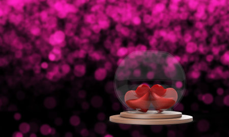 Valentine's day background with heart in crystal ball. 3d rendering