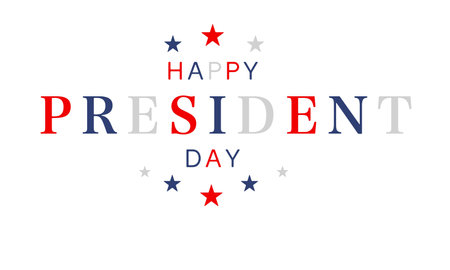 Happy Presidents Day text with american flag on white background. Vector illustration.のイラスト素材