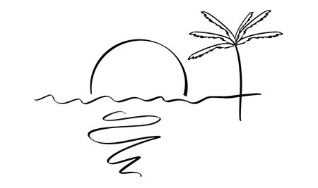 summer season time hello beach sun sea vacation travel nature ocean water tropical summer island paradise tourism trip travel destination sand drawing sun summer season time palm tree holiday paradiseのイラスト素材
