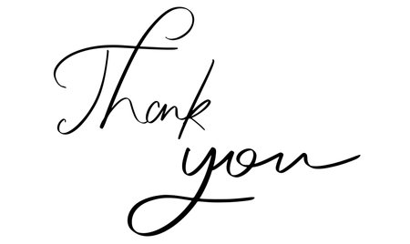Thank you text font calligraphy hand written lettering script black color object thank you phrase greeting card grateful thank you business congratulation welcome thanksgiving banner card thank youのイラスト素材