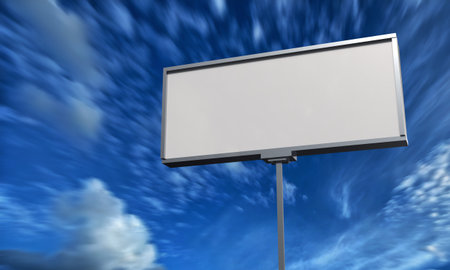 Billboard signboard white color mockup empty blank blue sky cloud background wallpaper copy space billboard mockup business advertisement sale commercial placard information media signboard mockupの写真素材