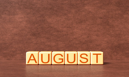 August month cube block wooden square deadline 1 st first day date august month wooden oak...