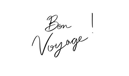 Bon voyage text font calligraphy hand written lettering script black color object Bon voyage travel happy holiday vacation journey trip tour tourism winter autumn winter summer season time enjoymentのイラスト素材