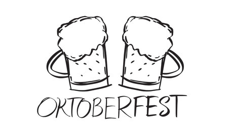 Oktoberfest beer glass drawing black color object icon sign symbol october month oktoberfest bavarian beer festival party german culture alcohol munich alcohol celebration oktoberfest lederhosen beerのイラスト素材