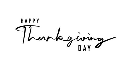 happy thanksgiving day text font calligraphy hand written lettering script black color object happy thanksgiving day thankful october november month fall autumn season happy thanksgiving day holidayのイラスト素材