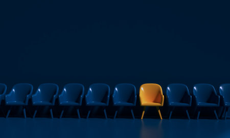 hr human resource chair yellow orange color blue green vacancy hr hiring business strategy candidate opportunity work job occupation interview copy space hr human resource labor employee choice talentの写真素材