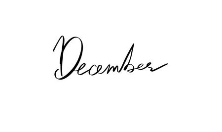 December text font calligraphy hand written lettering script black color object icon december month winter season travel trip tourism merry christmas xmas december hallo hello december month bannerのイラスト素材