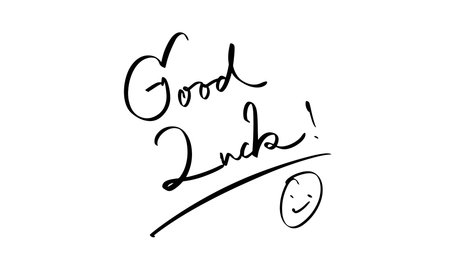 goodluck face icon smile enjoy funny happy  text font calligraphy hand written lettering script black color happy message goodluck face smile icon holiday celebration goodluck face smile icon motivateのイラスト素材