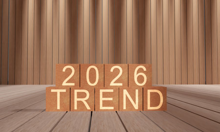 2026 trend text font cube block wooden lath background wallpaper 2026 trend square business success...