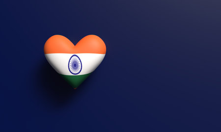 india republic day country national love heart shape indian flag blue background wallpaper copy space 26 january month independence government commonwealth government politic india republic day loveの写真素材
