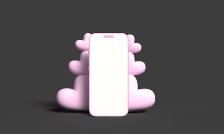 smartphone mobile tablet white isolate color mockup empty blank love heart shape pink color present advertisement product marketing sale happy valentine day 14 fourteen day date february month mockupの写真素材