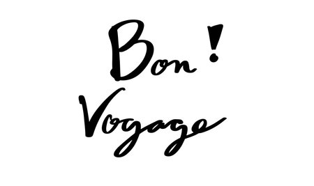 Bon vovage text font calligraphy hand written lettering script black color object icon bon voyage travel trip tourism holiday journey greeting card summer winter season adventure modern bon voyage artのイラスト素材